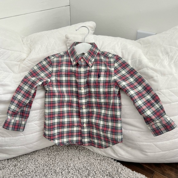 Polo Ralph Lauren Baby Infant Plaid Button Down Shirt 100% cotton, Size 24M EUC - Picture 2 of 12